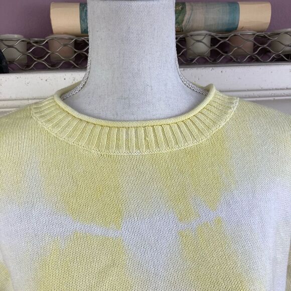 Elizabeth and James cotton sweater chunky boxy yellow& white print - Picture 3 of 10